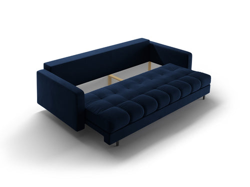 Cosmopolitan Design Slaapbank met opbergdoos Bali 3-zits, flueel koningsblauw - 84x222x105cm