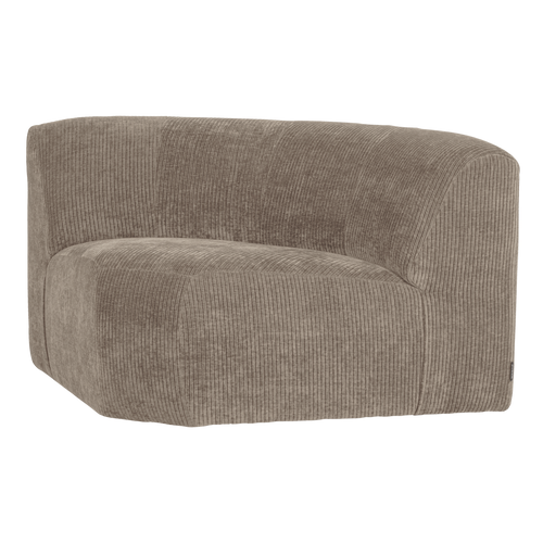 WOOOD hoekelement rond Mojo Base - Ribstof - Donkerzand - 74x110x110