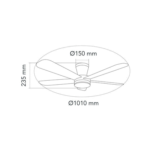CristalRecord plafondventilator Benda - 1 lichts - 101  x 23.5   cm - wit