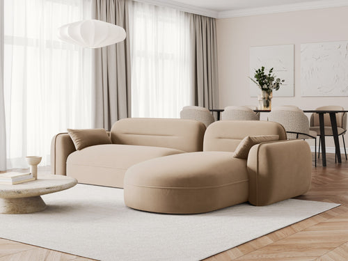 Cosmopolitan Design Modulaire hoekbank rechts Sydney 4-zits, flueel, zand - 165x275x70cm