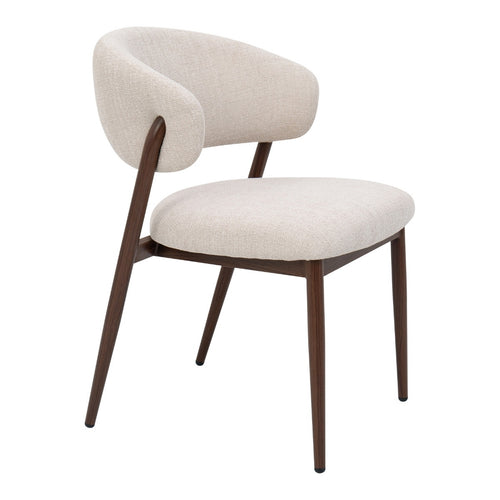 DÉJA Living Eetkamerstoel Skive - Stof - Beige/Walnoot - Set van 2 - vtwonen shop