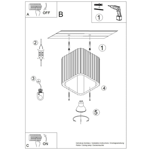 Sollux Lighting Plafondlamp RIFF 1 rood GU10 - 10x10x10cm