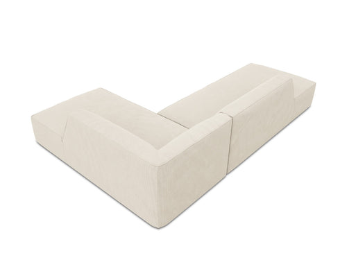 Micadoni - Rechter hoekbank "Ruby" 4 zitplaatsen, ribfluwelen, lichtbeige - 180x273x69cm