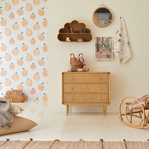 Tikamoon Commode voor kinderen van massief eikenhout en rotan - Naturel