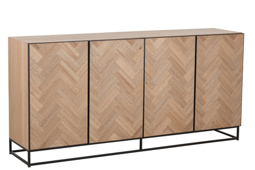 J-Line dressoir 4 Deuren Zigzag - hout/metaal - naturel/zwart - vtwonen shop