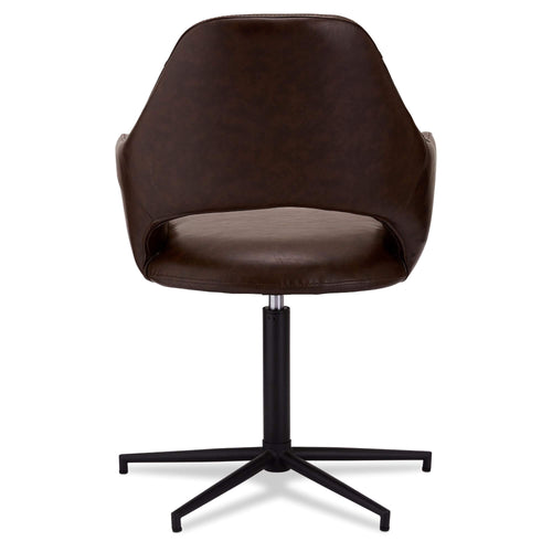 Furnhouse eetkamerstoelen armleuning Luna - Donkerbruin - Kunstleer - Set van 2