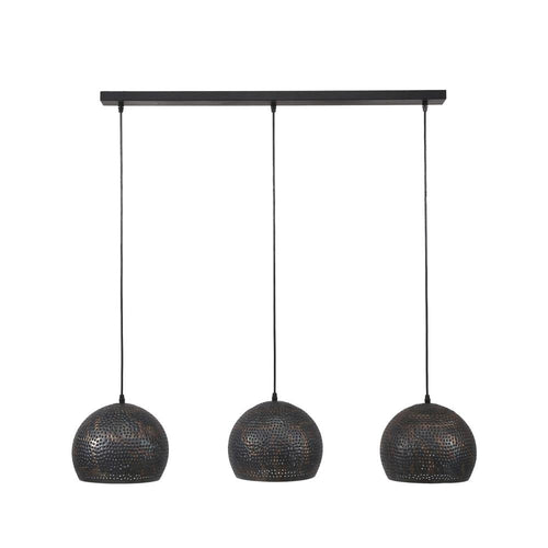 Giga Meubel Hanglamp Punch Bol - Zwart Metaal - 3-Lichts - 110x25x150cm