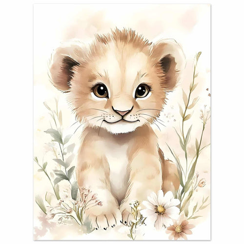 Artfulprints  Leeuwtje in bloemenweide   poster 30x40 cm - vtwonen shop