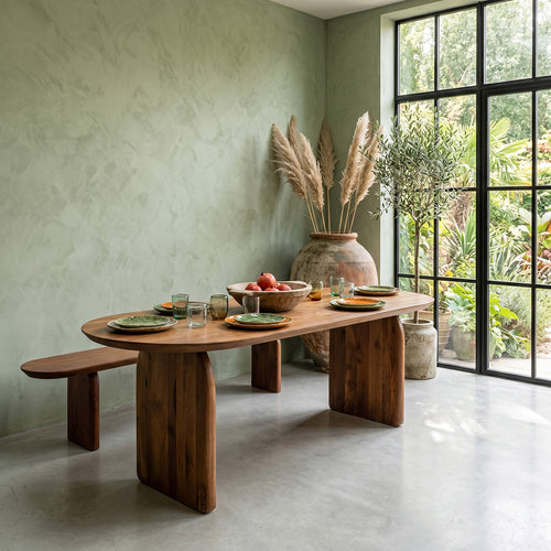 Raw materials eettafel Bullnose dicht - bruin - 180 cm