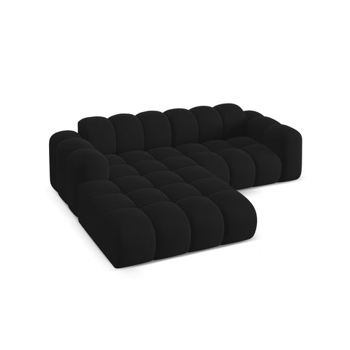Cosmopolitan Design - Linker hoekbank Treno 3-zits, flueel zwart - 184x240x70cm