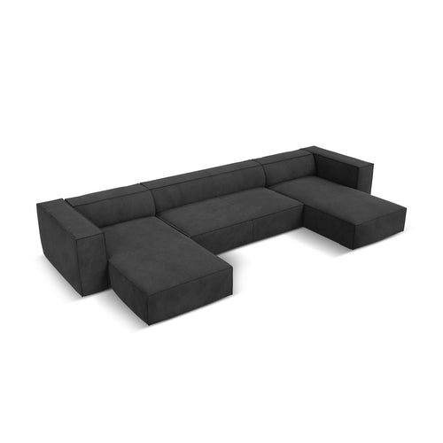 Cosmopolitan Design - Panoramische bank Turin 6-zits, structurele stof donkergrijs - 173x375x68cm