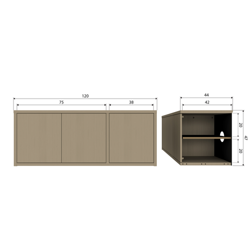 WOOOD tv-meubel Turner - Grenen - Mud - 47x120x44 - vtwonen shop