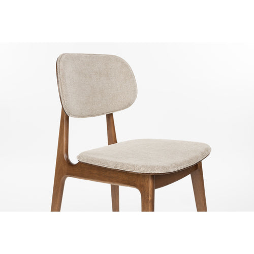 Dutchbone Marais Eetkamerstoelen Walnoot kleur/Beige - Set van 2
