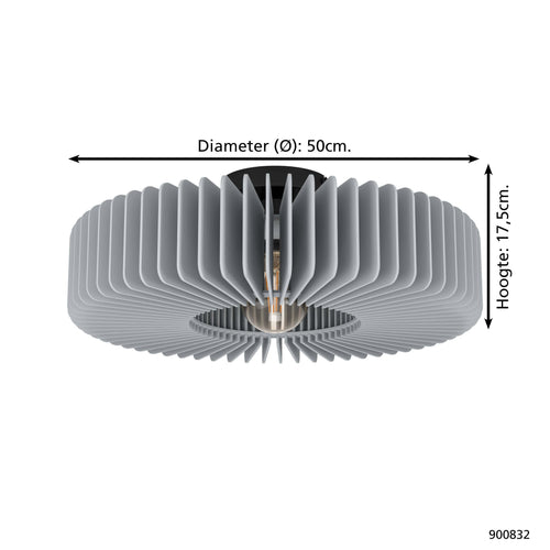 EGLO plafondlamp Palombaia - e27 - ø 50 cm - grijs/zwart - hout/staal - vtwonen shop