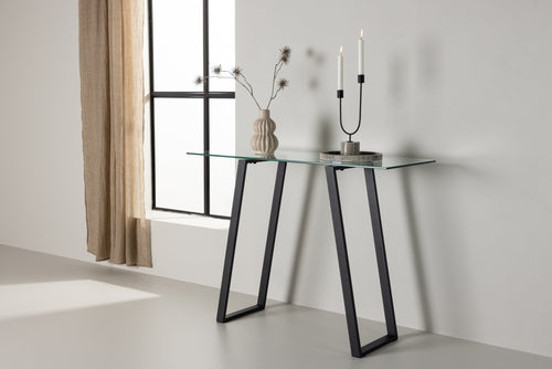 Rebellenclub Sidetable Tamati - 100 x 40 cm - Zwart met Glas - vtwonen shop