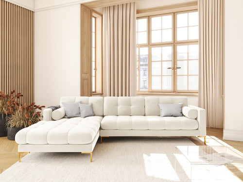Cosmopolitan Design linker hoekbank Bali 5-zits, flueel, lichtbeige - 185x293x75cm