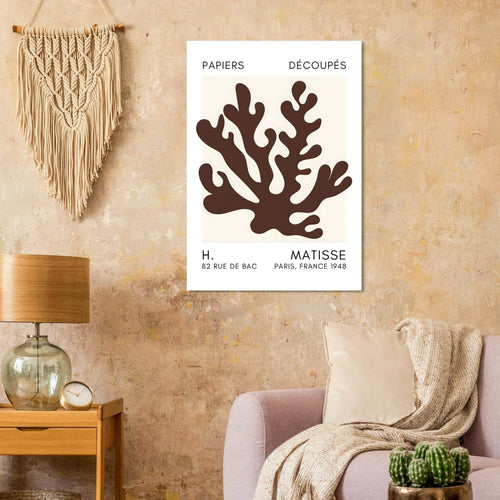 Artfulprints Poster Matisse – Saltflower shapes brown   - A4 21x29.7 cm - Bruin