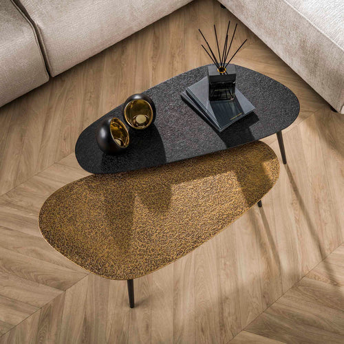 Giga Meubel Salontafel Metallic - Grijs Metaal - Set van 2 - 84x42x39cm - vtwonen shop