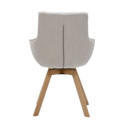 Giga Meubel Eetkamerstoel Else - Draaibaar - Stof/Eikenhout - Beige - Set van 2 - vtwonen shop