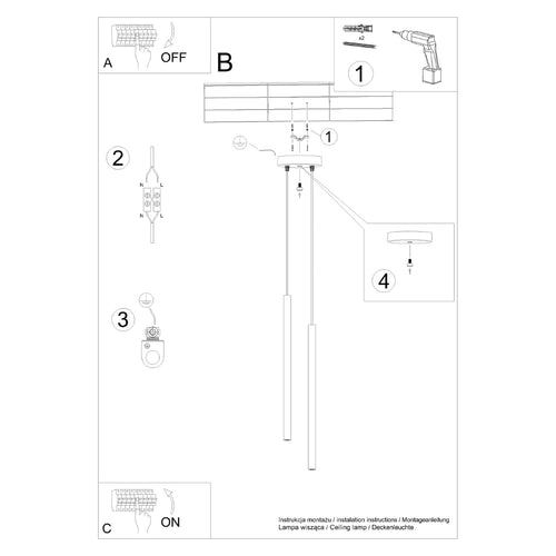 Sollux Lighting Hanglamp PASTELO 2 rood oker - 15x15x104cm