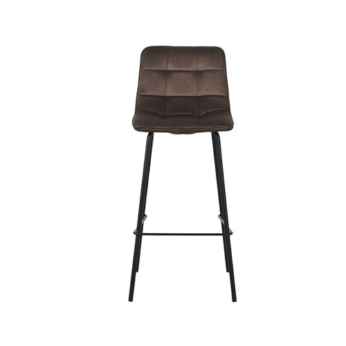LABEL51 Barkruk Bistro - Taupe Velvet - Zithoogte 78cm - Set van 2