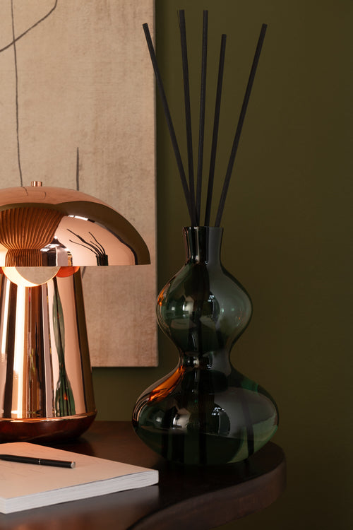 J-Line geurolie + stokjes Cedar Breeze - glas - donkergroen - large - vtwonen shop