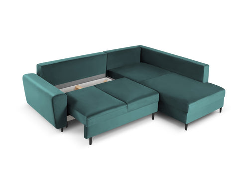 Cosmopolitan Design Converteerbare hoekbank rechts met opbergdoos Kyoto 5-zits, flueel, olie - 194x243x88cm