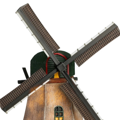 Luville Zaanse Molen Kerstdorpminiatuur - Kerstversiering met Draaiende Wieken en Warm Wit LED-licht - Kerst Decoratie voor je Polderdorp - Werkt op