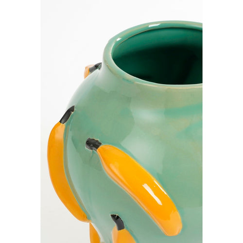 Mica Decorations Moza Vaas - H30 x Ø27 cm - Keramiek - Groen, Geel