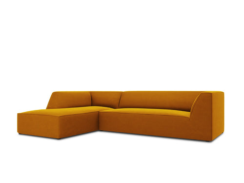 Micadoni linker hoekbank Ruby 4-zits, flueel, geel - 180x273x69cm