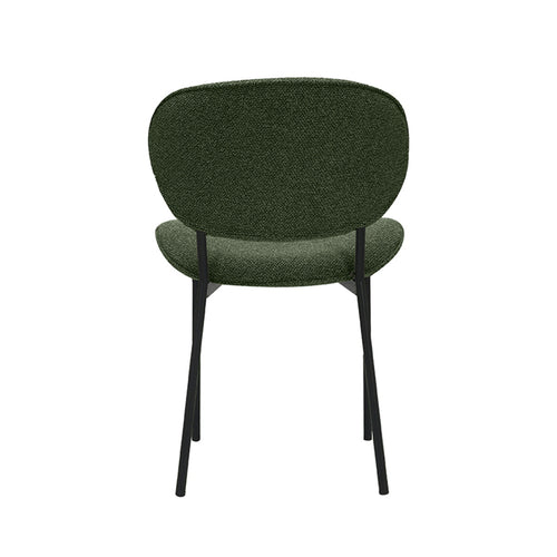 LABEL51 Eetkamerstoel Senn - Donkergroen/Zwart Bouclé - Set van 2
