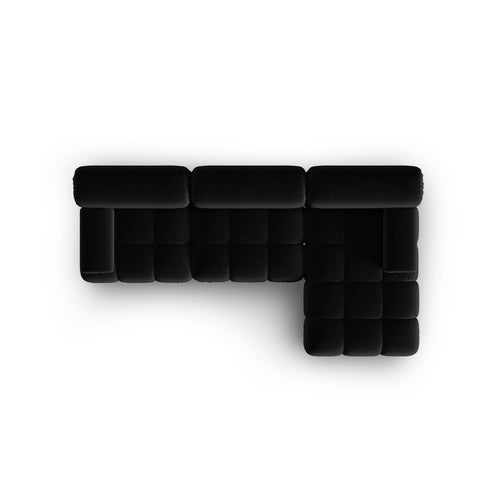 Cosmopolitan Design - Modulaire hoekbank rechts Cortina 4-zits, flueel zwart - 155x282x70cm