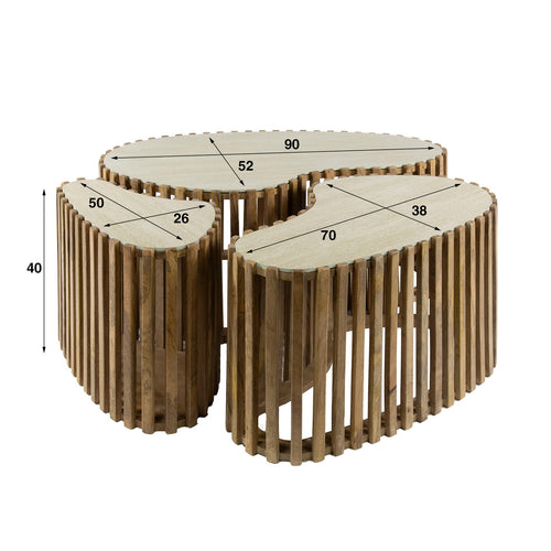 Giga Meubel Salontafel Nuovo - Travertin  - Set Van 3 - 90x52x40cm