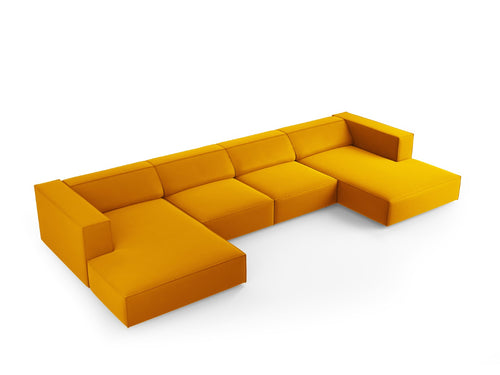 Cosmopolitan Design Panoramische bank Arendal 6-zits, flueel, geel - 166x364x70cm