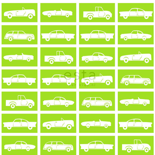 ESTAhome behang auto's limegroen - 53 cm x 10.05 m - 115829