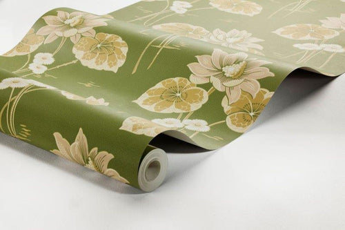 Borastapeter behang bloemen olijfgroen - 53 cm x 10.05 m - 660007 - vtwonen shop