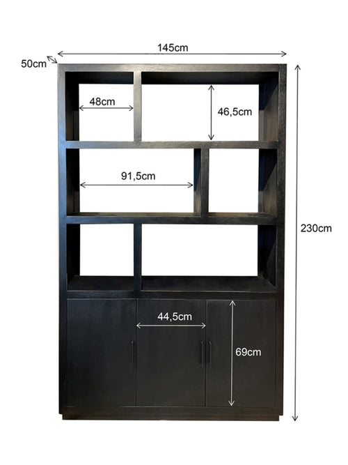 Livingfurn vitrinekast Jaxx - 120cm - mangohout - zwart