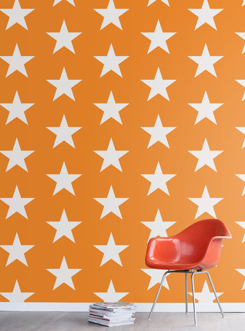 ESTAhome behang sterren oranje en wit - 53 cm x 10.05 m - 115873