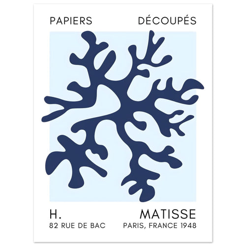 Artfulprints  Matisse – Dreamy coral flower navy blue I   poster 30x40 cm - vtwonen shop