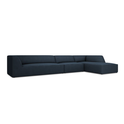 Cosmopolitan Design - Modulaire hoekbank rechts Siena 5-zits, structurele stof marineblauw - 180x366x69cm