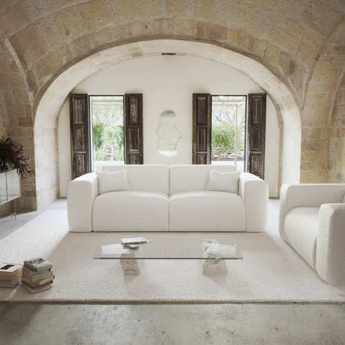 Sia Home - Express slaapbank dunlopillo 140cm MYRA - bouclette stof crème 214cm