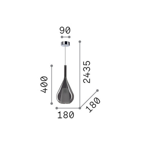 Ideal Lux KALIQUE 18 cm druppelvormige koepel hanglamp, transparant, 1x E27 fitting