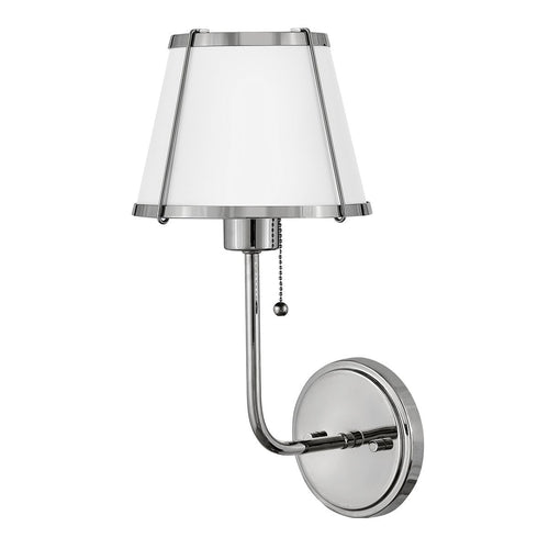 Wandleuchte mit Schirm Modern Nickel poliert, Metallschirm weiß 1x E27