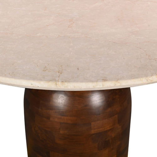 DÉJA Living Eettafel Miro Rond - Marmer/Hout - Donkerbruin - 130x130x75cm - vtwonen shop