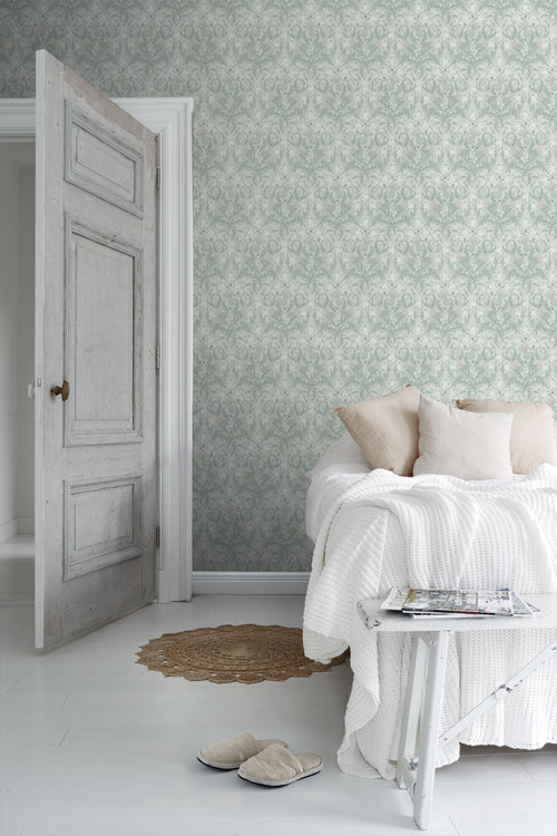 Borastapeter behang vintage bloemen in art nouveau stijl groen - 53 cm x 10.05 m - 660410 - vtwonen shop