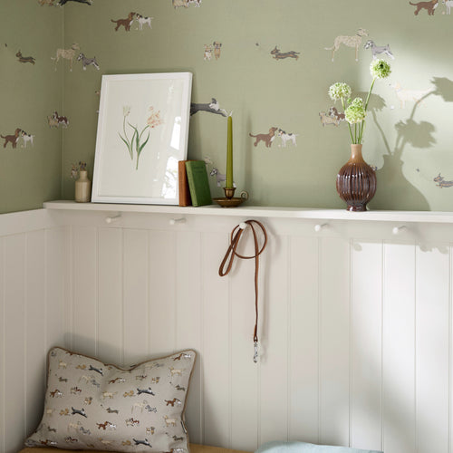 Sophie Allport Vliesbehang Kinderkamer - Doggy Daycare Mossbank Green