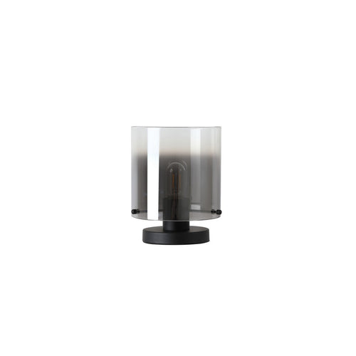 Searchlight Sweden 1-lichts tafellamp, matzwart metaal met gerookt ombre-glas
