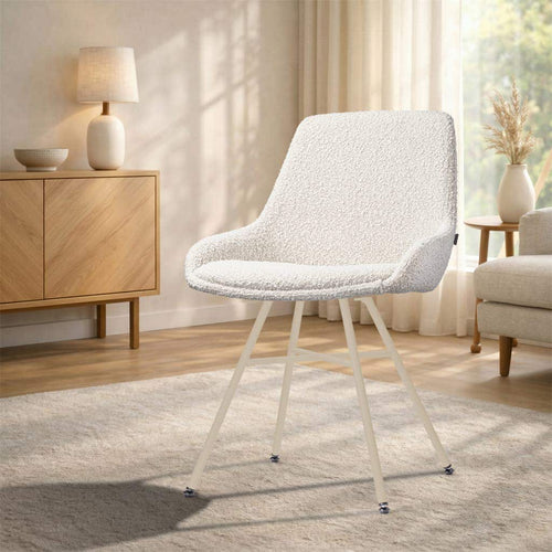 Nolon Noa-Isa eetkamerstoel bouclé beige - beige onderstel