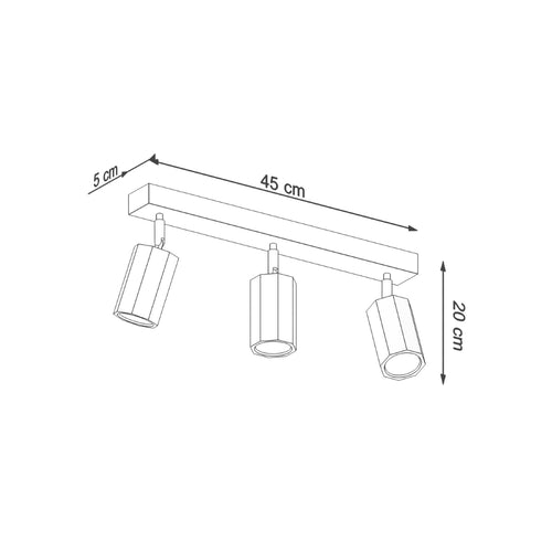 Sollux Lighting Plafondlamp ZEKE 3 eik - 45x5x20cm