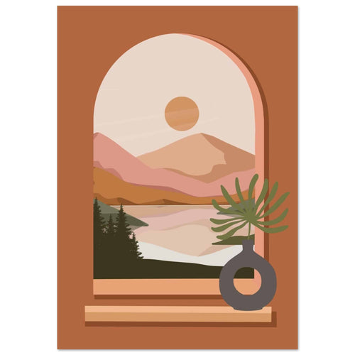 Artfulprints Poster Boho – Terracotta window   - 50x70 cm - Terracotta